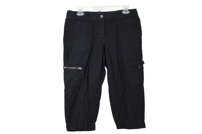 Ann Taylor LOFT Ann Taylor LOFT Black Cargo Capri Pants 6 Petite Rings