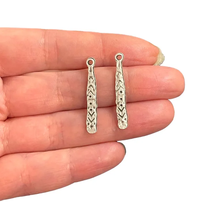 Antique Silver Plated Double Sided Authentic Drop Charms 10 pcs in a pack Peppy Beads Earrings Antique Silver Plated Double Sided Authentic Drop Charms 10 pcs in a pack Peppy Beads Earrings