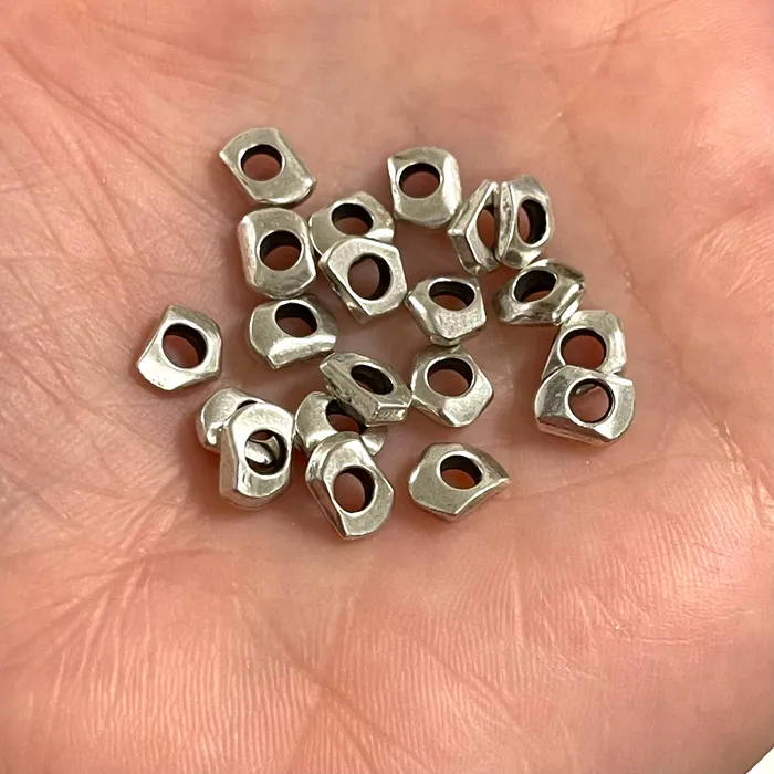 Antique Silver Plated Large Hole Brass Spacers Silver Plated 7mm Brass Charms 10 Pcs in a Pack Peppy Beads Earrings Antique Silver Plated Large Hole Brass Spacers Silver Plated 7mm Brass Charms 10 Pcs in a Pack Peppy Beads Earrings