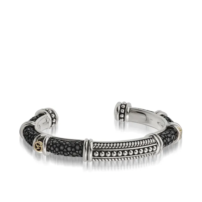Apollo Black Shagreen Cuff Bracelet John Atencio Bracelets Apollo Black Shagreen Cuff Bracelet John Atencio Bracelets