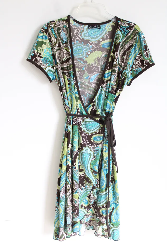 APT9 Earrings APT9 Green Brown Paisley Wrap Dress L