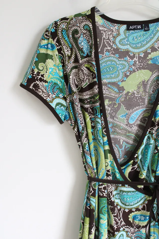 APT9 Earrings APT9 Green Brown Paisley Wrap Dress L