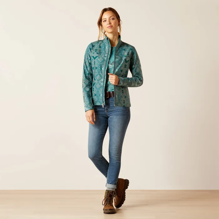 ARIAT CLOTHING ARIAT WOMENS NEW TEAM SOFTSHELL PRINT JACKET PINEWOOD Earrings