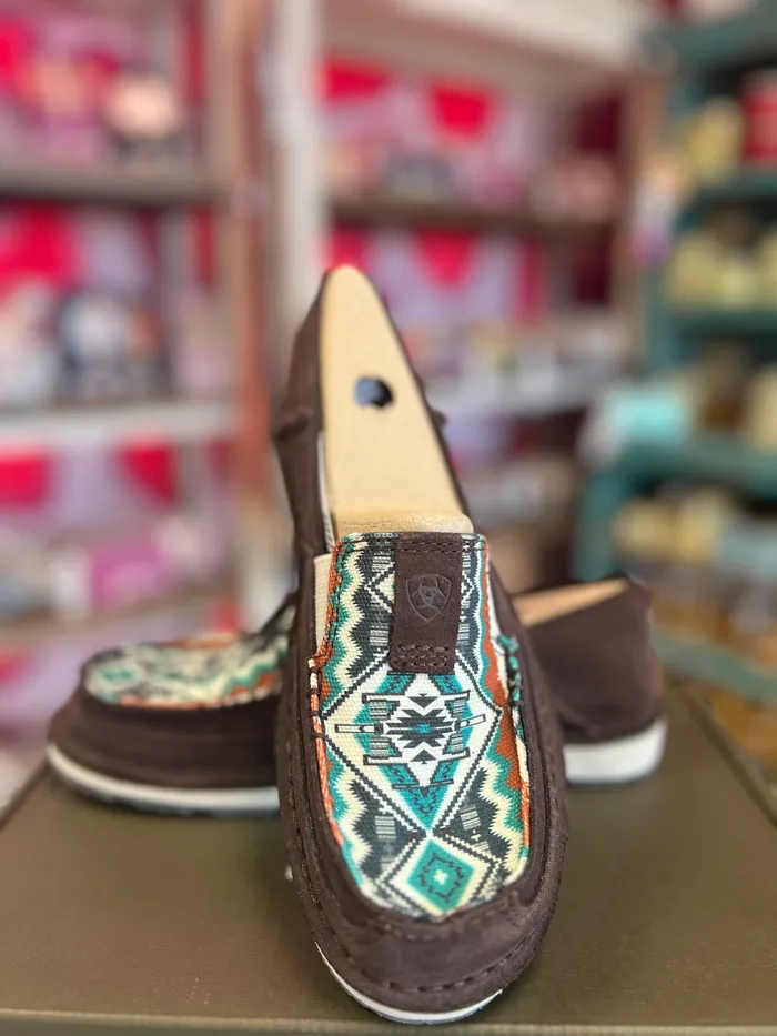 Ariat Earrings ARIAT WOMENS CHIMAYO CHOCOLATE SUEDE RIO ARRIBA TURQUOISE CRUISER