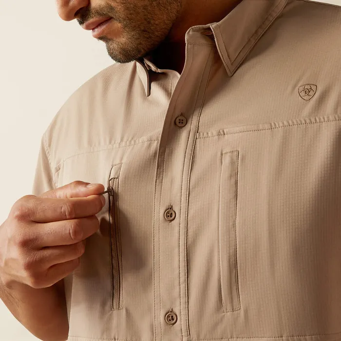 ARIAT MENS CLOTHING Earrings ARIAT MENS VENTTEK CLASSIC FIT SHIRT TAUPE GREY