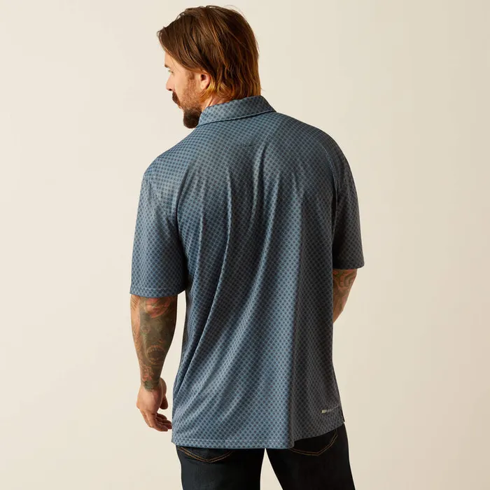 ARIAT MENS CLOTHING Rings ARIAT MENS ALL OVER PRINT POLO NEWSBOY BLUE