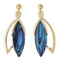 ARIKINEWZEALAND Earrings Ariki 22K Gold Paua Laurel Leaf Earrings