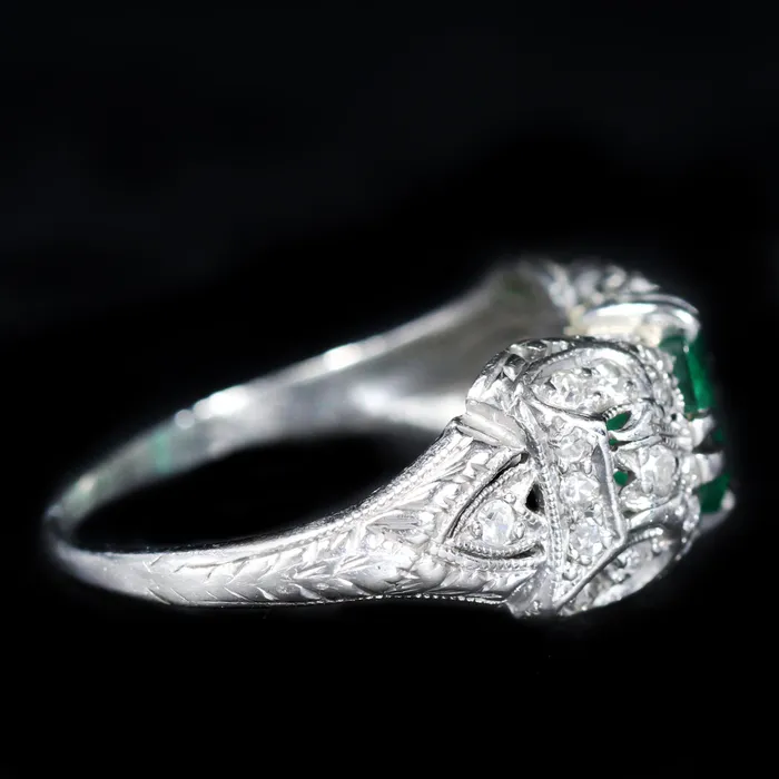 Art Deco 090 Carat Emerald and Diamond Ring Jordan Clines Rings