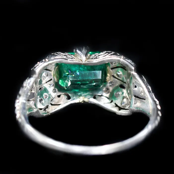 Art Deco 090 Carat Emerald and Diamond Ring Jordan Clines Rings