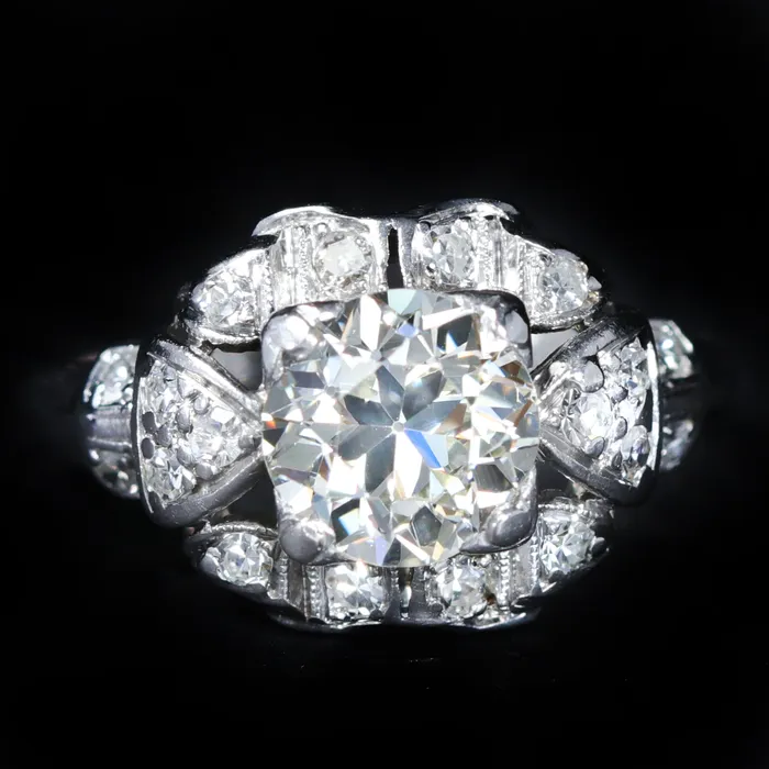 Art Deco 115 Carat Old European Cut Diamond Engagement Ring OTC Rings