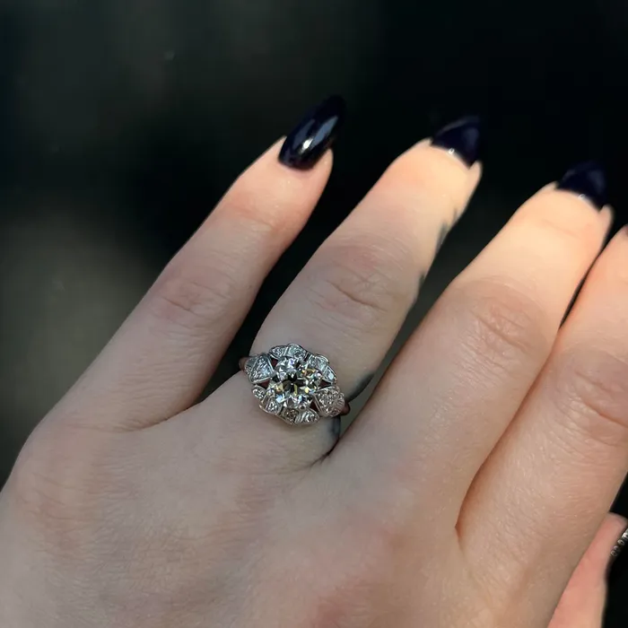 Art Deco 115 Carat Old European Cut Diamond Engagement Ring OTC Rings