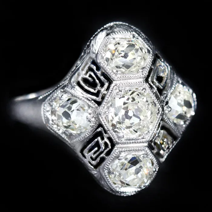 Art Deco Platinum 150 CTW Old Mine Cut Diamond Ring Carl Blackburn Fine Jewelry Rings Art Deco Platinum 150 CTW Old Mine Cut Diamond Ring Carl Blackburn Fine Jewelry Rings