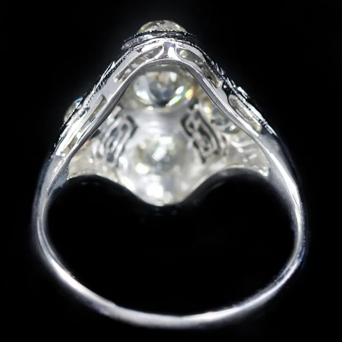 Art Deco Platinum 150 CTW Old Mine Cut Diamond Ring Carl Blackburn Fine Jewelry Rings