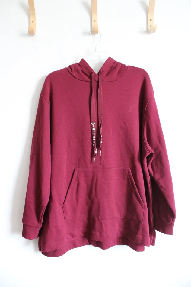 Ava Viv Maroon Beaded String Hoodie 3X Ava Viv Earrings