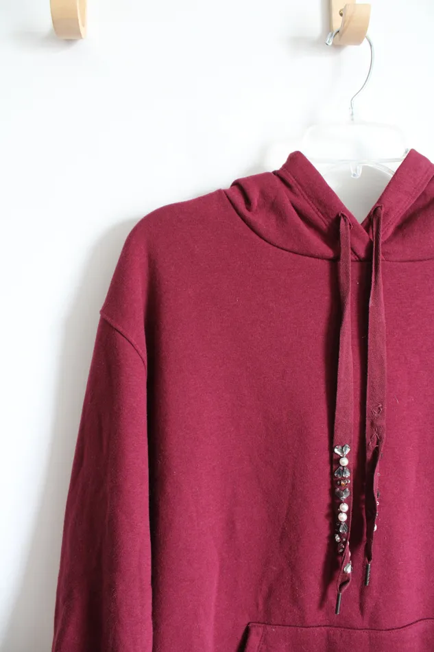 Ava Viv Maroon Beaded String Hoodie 3X Ava Viv Earrings