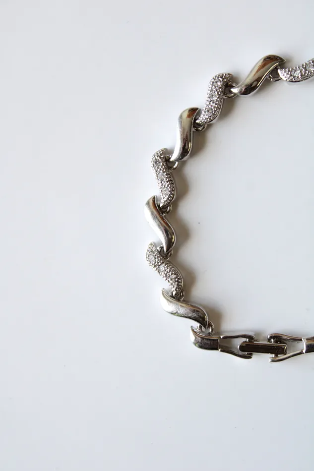 Avon Silver Pave Wave Chain Bracelet Avon Bracelets
