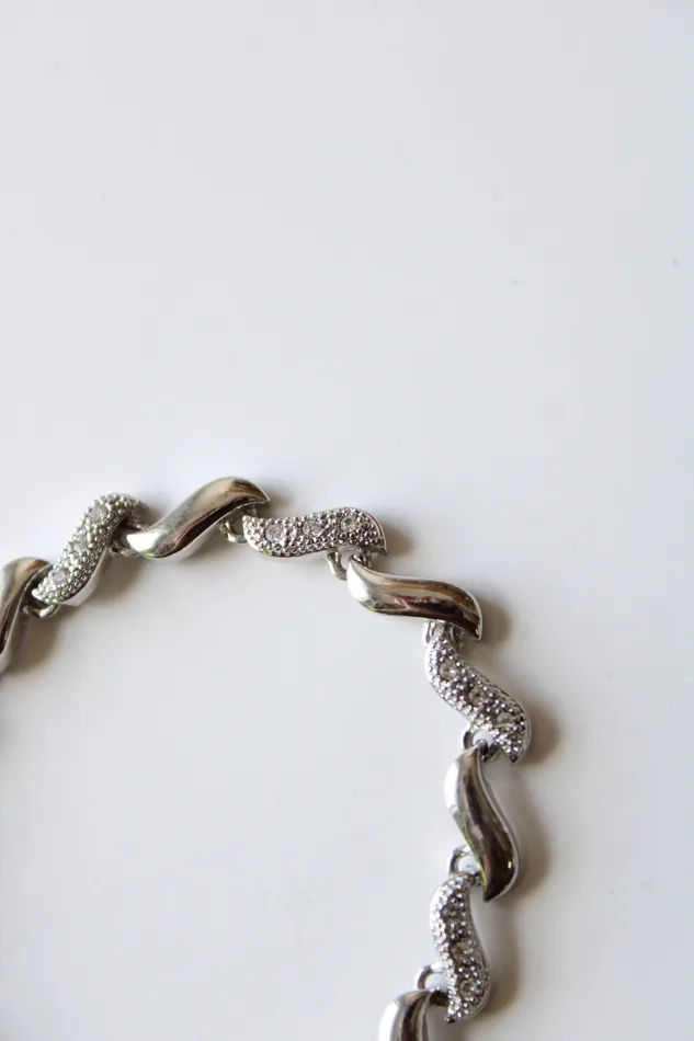 Avon Silver Pave Wave Chain Bracelet Avon Bracelets