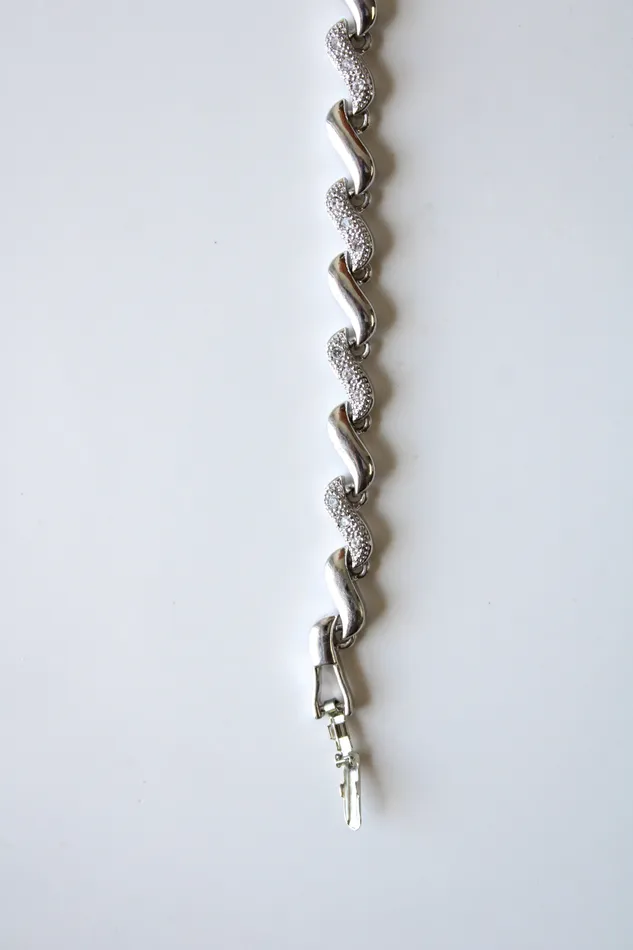 Avon Silver Pave Wave Chain Bracelet Avon Bracelets