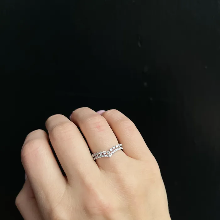 BR Designs Rings 14K White Gold 051 CTW Diamond Curved Band
