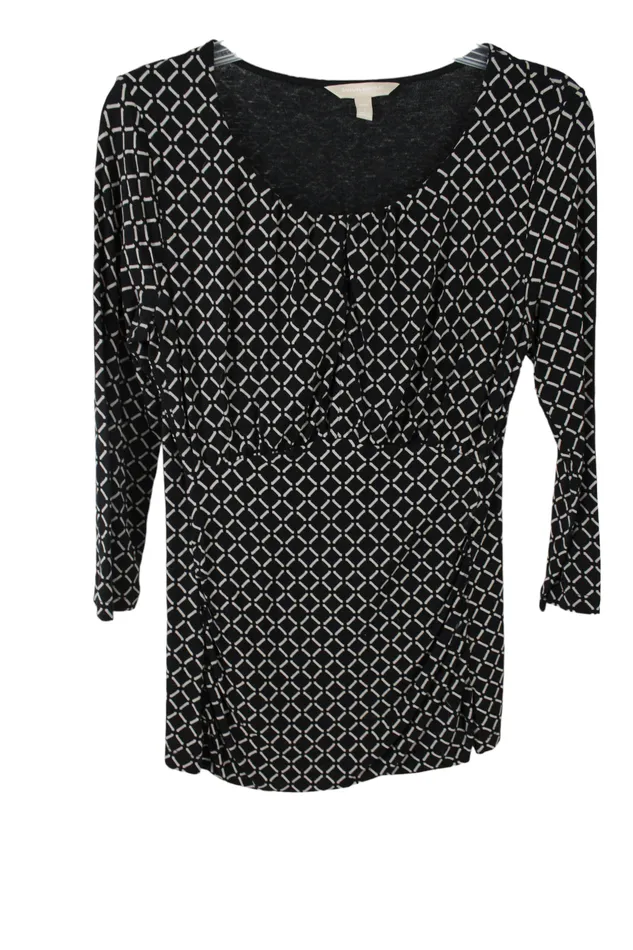 Banana Republic Banana Republic Black Tan Patterned Top S Rings