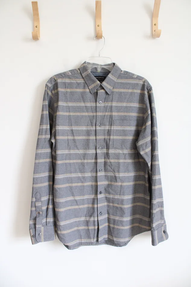 Banana Republic Earrings Banana Republic Soft Wash Tailored Slim Fit Gray Striped Button Down Shirt L