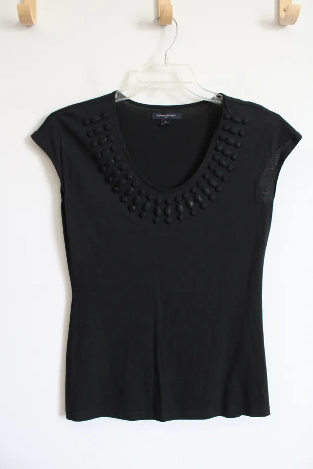 Banana Republic Rings Banana Republic Black Jeweled Scoop Neck Top S