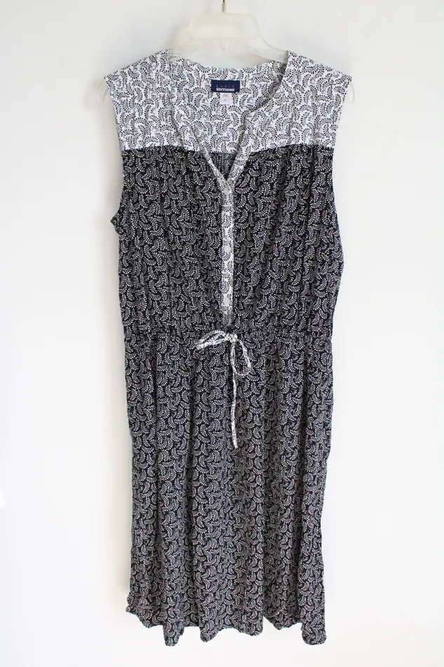Basic Editions Rings Basic Editions Black White Vine Patterned Dress XL
