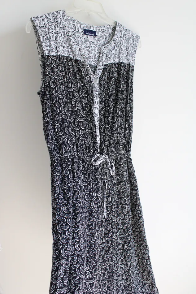 Basic Editions Rings Basic Editions Black White Vine Patterned Dress XL