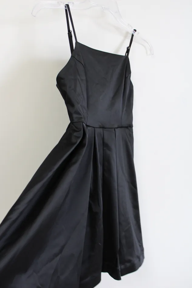 Bebe Rings NEW Bebe Black Satin Flare Mini Dress XXS