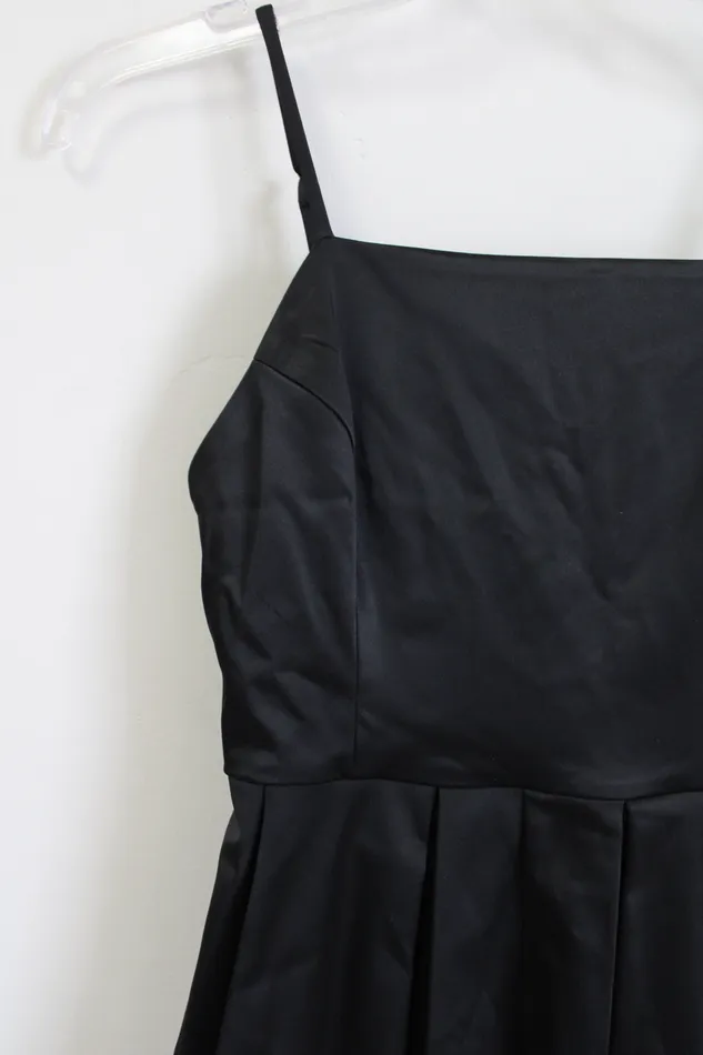 Bebe Rings NEW Bebe Black Satin Flare Mini Dress XXS