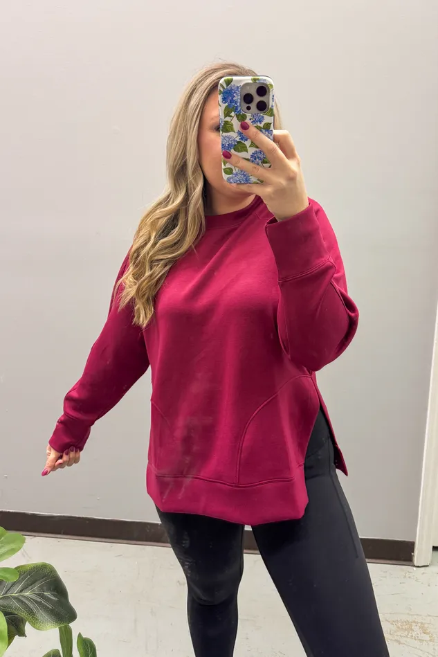 Better Days Ahead Pullover Cabernet Zenana Earrings