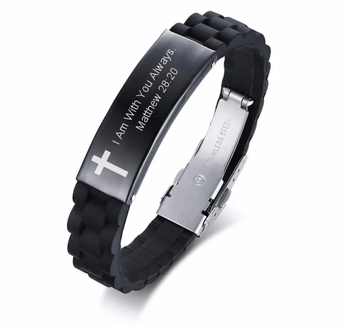Bible Verse Bracelet br I Am With You Always Silicone Lords Guidance Bracelets