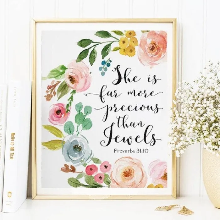 Bible Verse Wall Artbr She is Far More Precious Than Jewels Lords Guidance Earrings