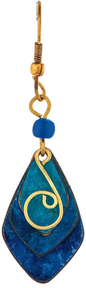 Blue Patina Colors Layered Earring RAINJEWELRY Earrings