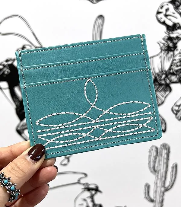BOOT STITCH LEATHER CARD CASE TURQUOISE YKT Earrings
