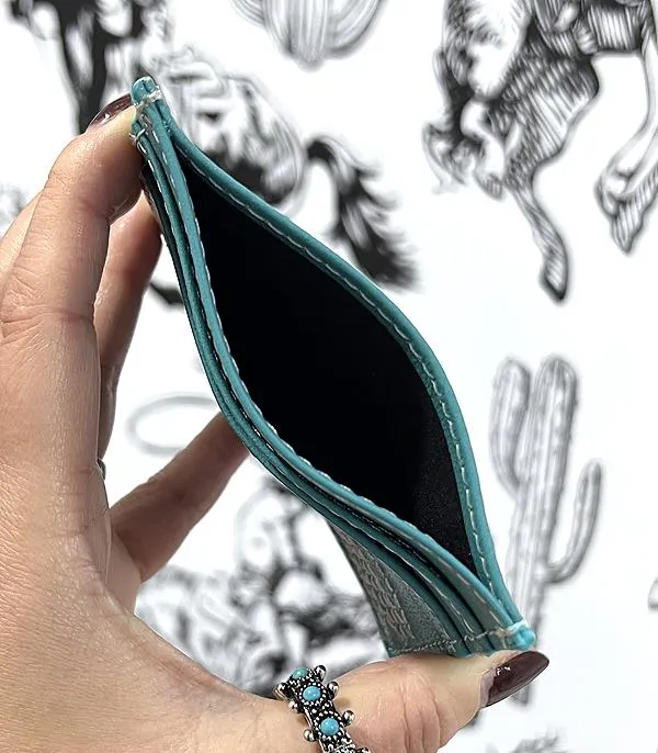 BOOT STITCH LEATHER CARD CASE TURQUOISE YKT Earrings