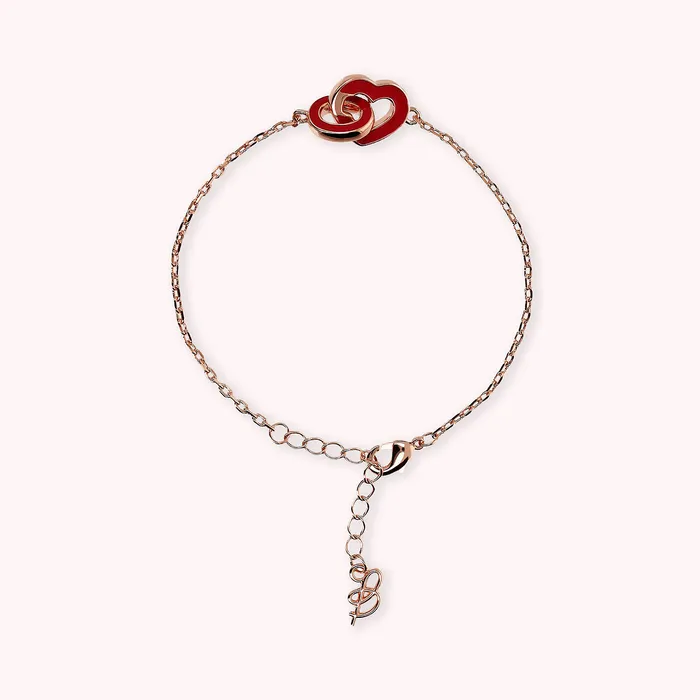 Bracciale Catena Forzatina con Doppio Pendente Smaltato Cuore e Maglia Ovale Bronzallure Earrings
