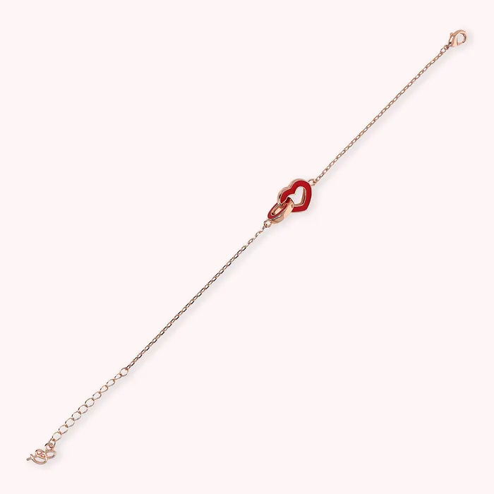 Bracciale Catena Forzatina con Doppio Pendente Smaltato Cuore e Maglia Ovale Bronzallure Earrings