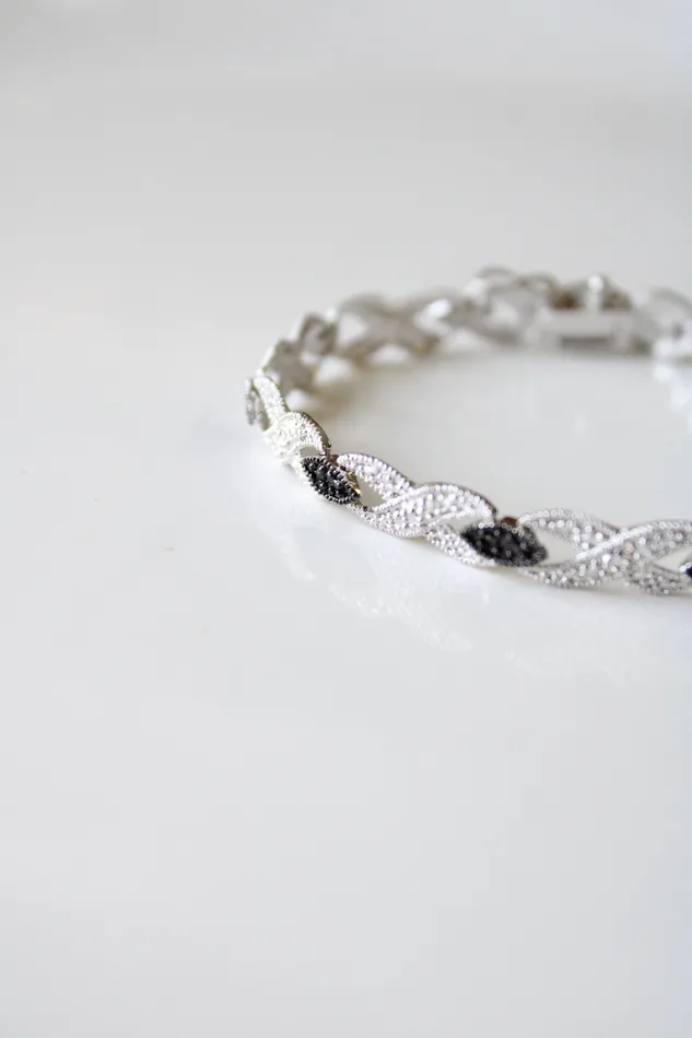 Bracelets Jubilee Thrift Black Silver Stone Tennis Bracelet