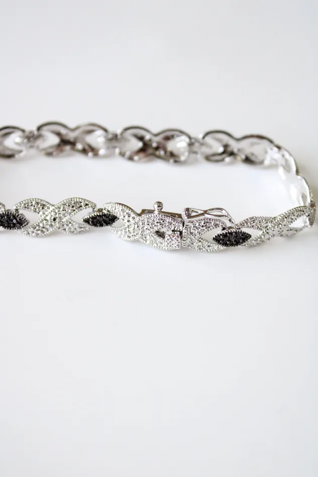 Bracelets Jubilee Thrift Black Silver Stone Tennis Bracelet