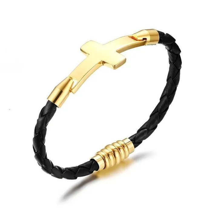 Bracelets Lords Guidance Womens Cross Bracelet br Braided Leather