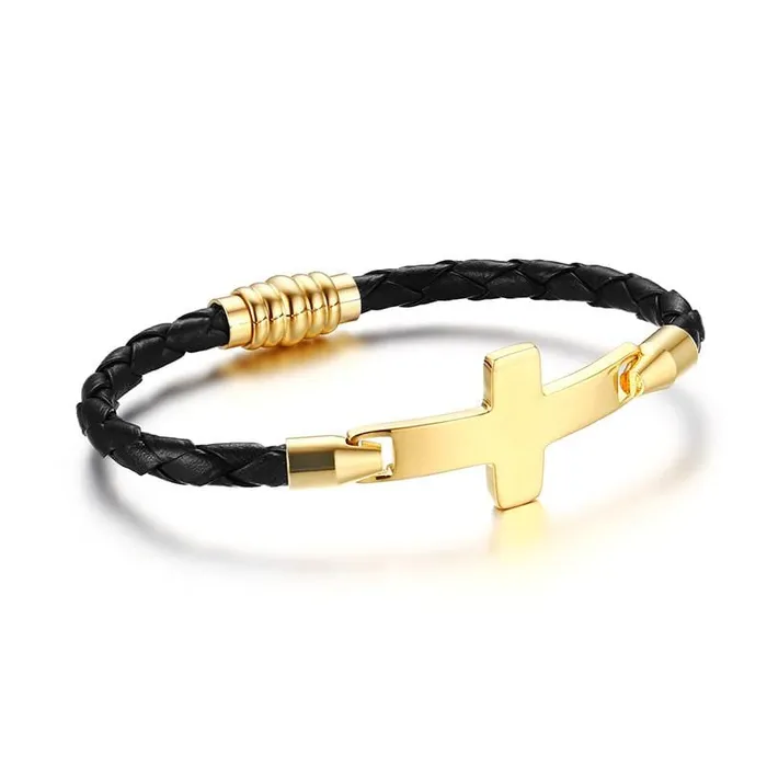 Bracelets Lords Guidance Womens Cross Bracelet br Braided Leather
