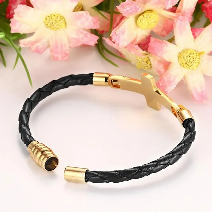 Bracelets Lords Guidance Womens Cross Bracelet br Braided Leather