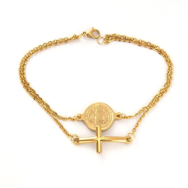 Bracelets Lords Guidance Womens Cross Bracelet br St Benedict Medal