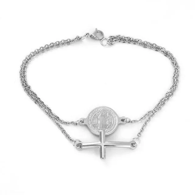 Bracelets Lords Guidance Womens Cross Bracelet br St Benedict Medal
