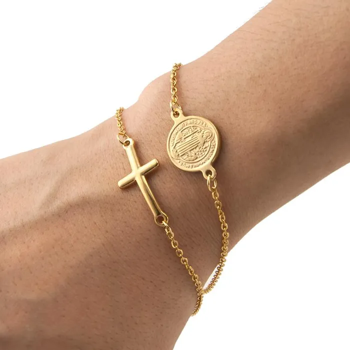 Bracelets Lords Guidance Womens Cross Bracelet br St Benedict Medal