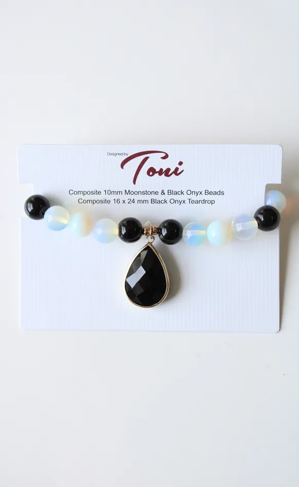 Bracelets NEW Toni Moonstone Black Onyx Beaded BraceletAnklet Toni