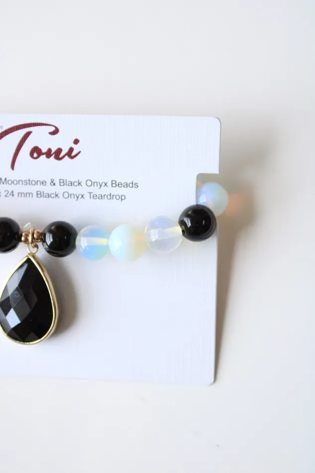 Bracelets NEW Toni Moonstone Black Onyx Beaded BraceletAnklet Toni