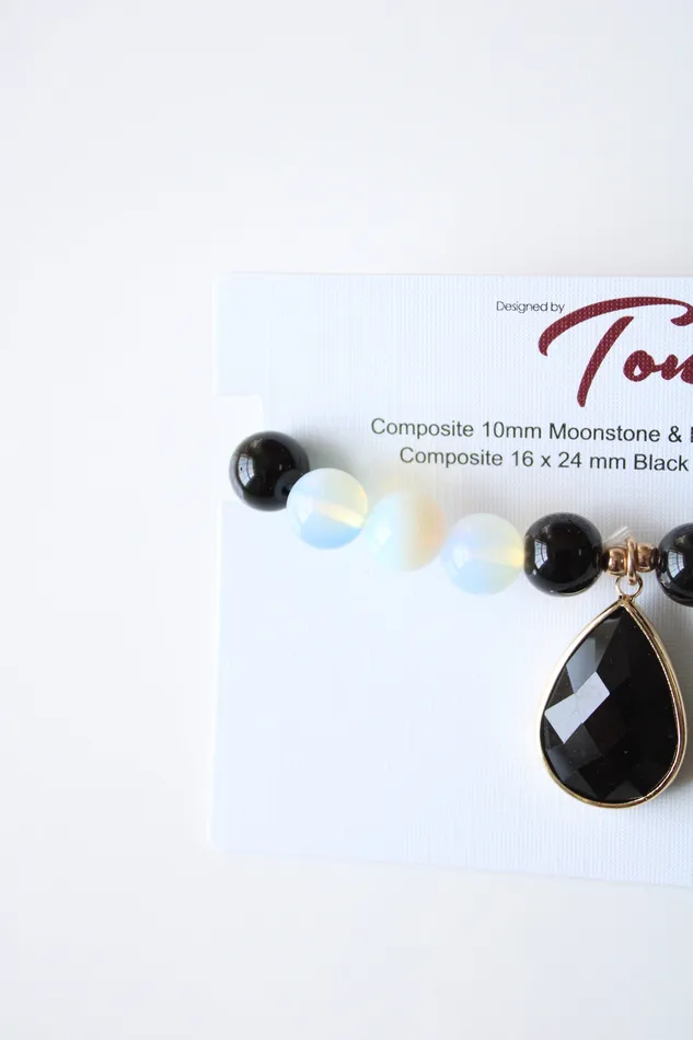 Bracelets NEW Toni Moonstone Black Onyx Beaded BraceletAnklet Toni