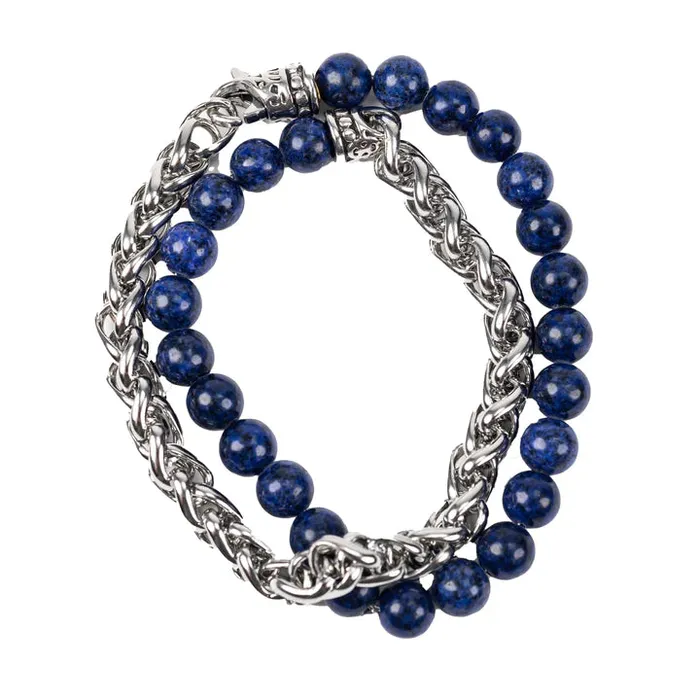 BRAYDENMADMEN Bracelets Mad Man Blue Stone and Steel Bracelet